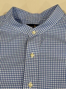 Ralph Lauren blue check Button Down Shirt Tall 3XL Postboy 3/4 sleeve